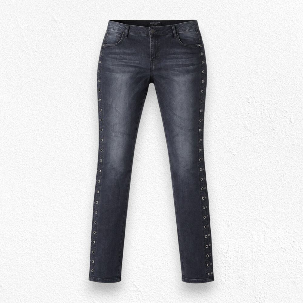 Romeo and Juliet Washed Black Eyelet Mid Rise Grunge Skinny Leg Jeans Size Large